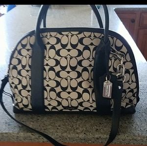 Coach black and tan satchel